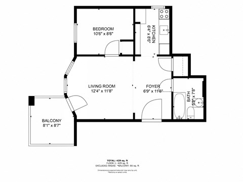 a floor plan of a house with a bedroom and a living room